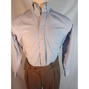 Embassy Row Shirt Mens Large Blue Solid Button Down Oxford Cotton Long Sleeve